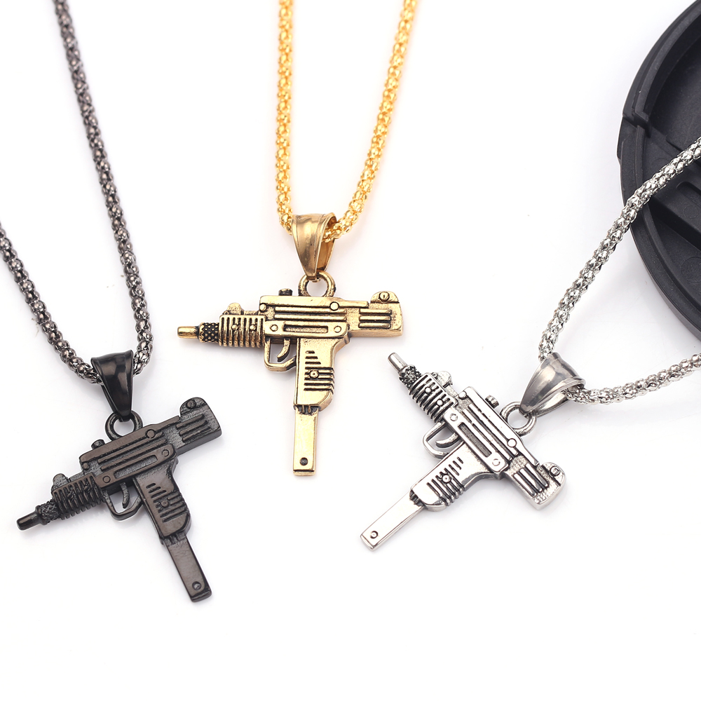 Men Accessories Fashion - Punk Uzi pistool machinegeweer kettinghanger -