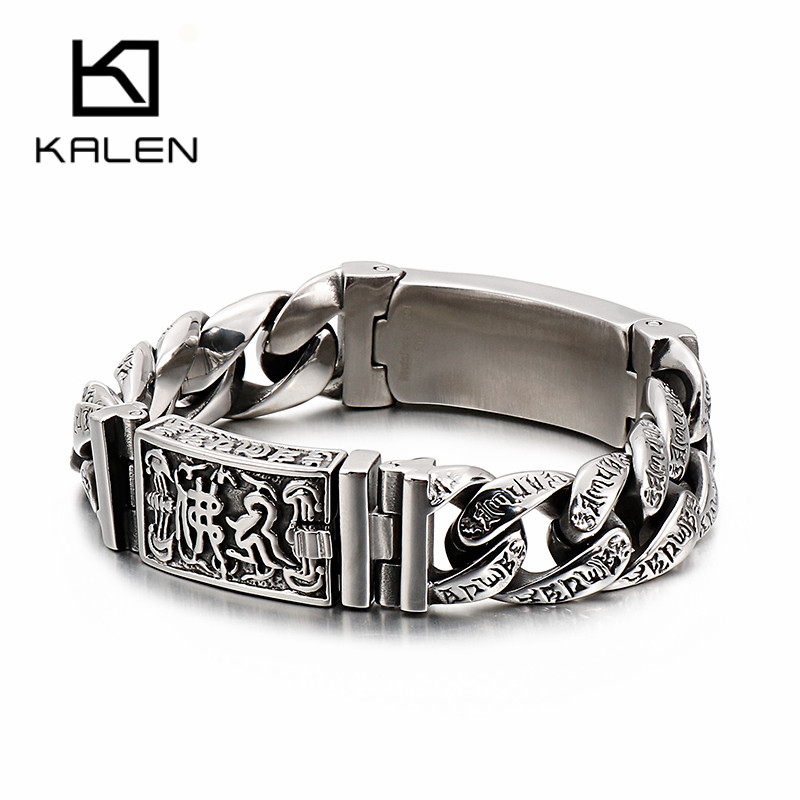 Men Accessories Bd - Kalen Punk Chain Skull Bangles Roestvrij