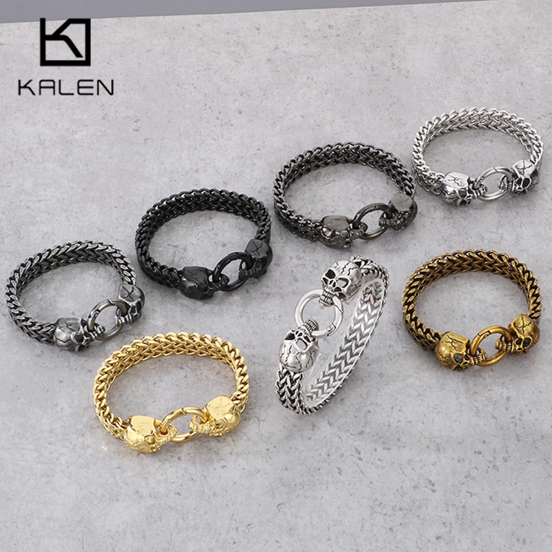 Men Accessories Bd - Kalen Punk Roestvrijstalen Schedel Bedelarmband Voor
