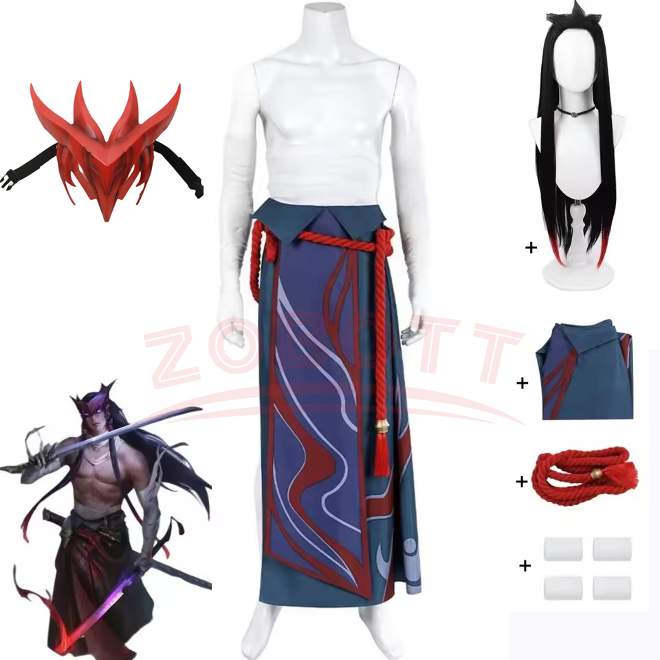 Men Accessories Kit - Game LOL Unforgotten Yone Cosplay Kostuum