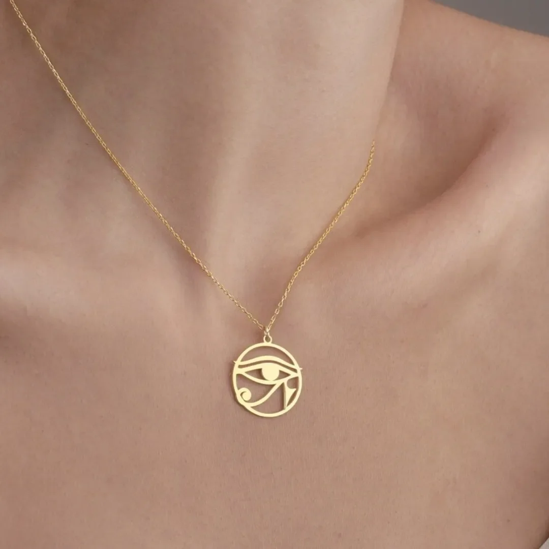 Men'S Accessories Jewelry Egypt - Rvs Ronde Oog van Horus Ketting