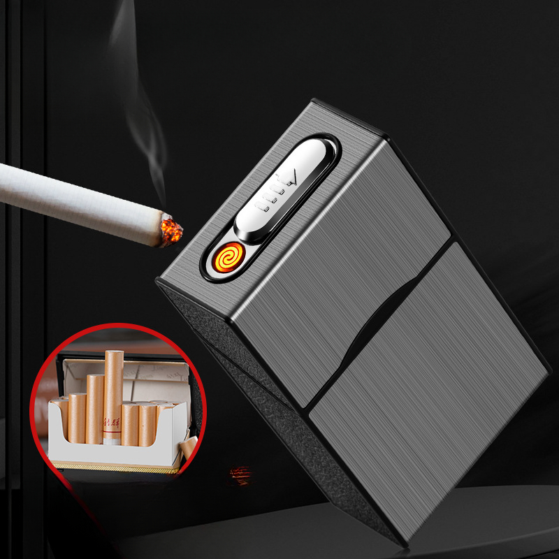 Men Accessories Gadgets - 2-in-1 20 sigarettenkoker Aanstekerkoffer USB oplaadbare