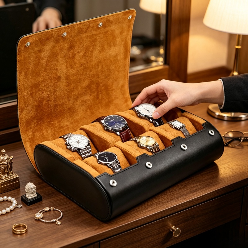 Men Accessories Organiser - 6 slots draagbare horlogerol reisopbergdoos multi-slot