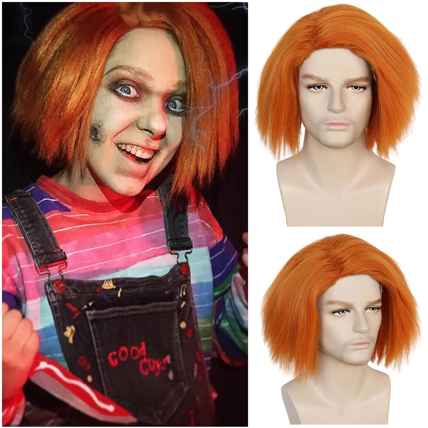 Men Accessories Bd - Anime Chucky Pruik Heren Oranje Cosplay