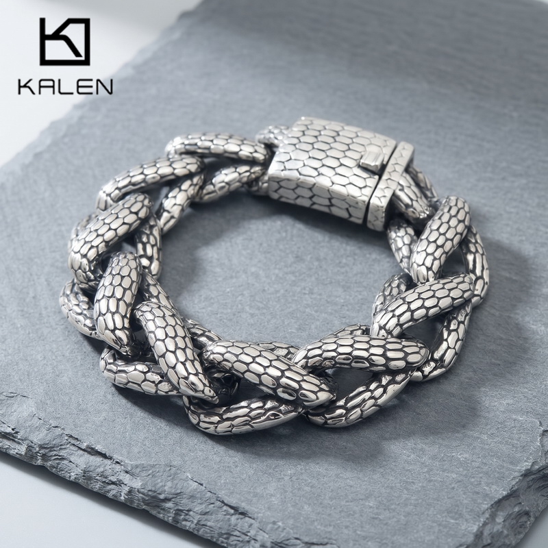 Men Accessories Bd - Kalen Snake Skin Cuban Link herenarmband