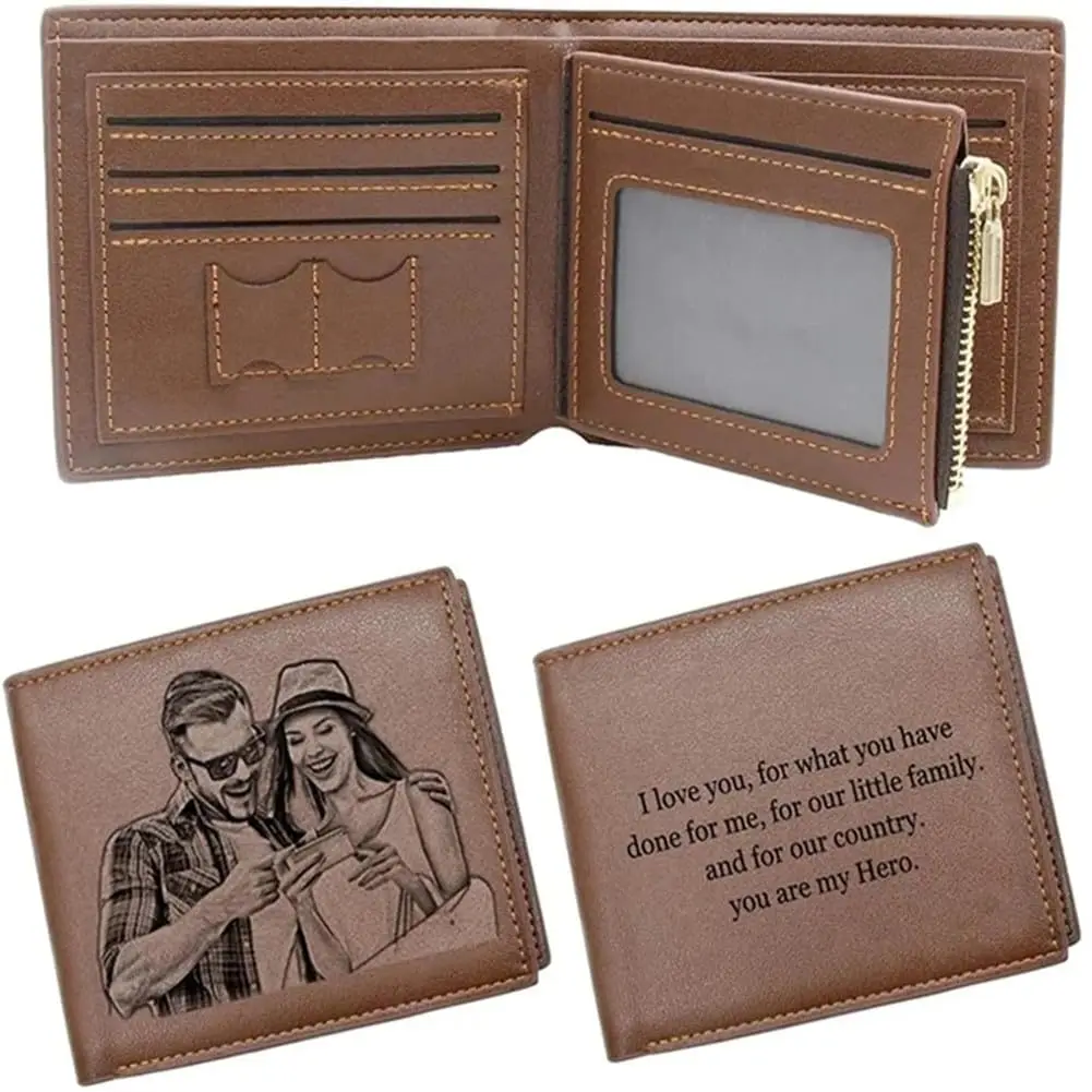 2025 gegraveerde foto korte po - Bifold Leather Wallet recensie en prijs